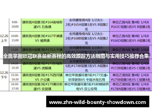 全面掌握欧冠联赛最新赛程的高效跟踪方法指南与实用技巧推荐合集