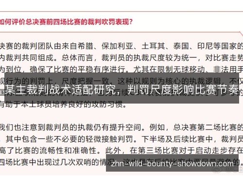 某主裁判战术适配研究,判罚尺度影响比赛节奏 某主裁判战术适配研究,判罚尺度影响比赛节奏
